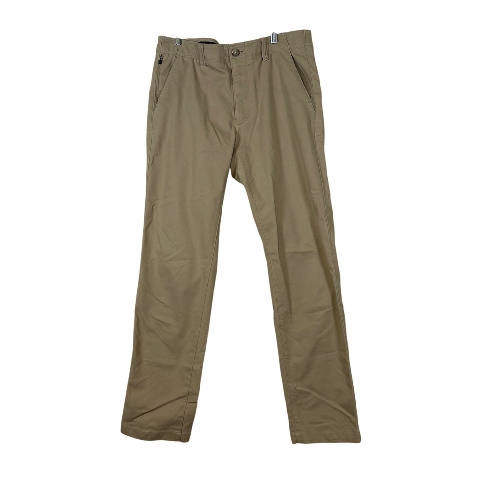 Eddie Bauer Mens Chino Pants 33x34 Khaki Tan Straight Leg Stretch Flat Front 81E